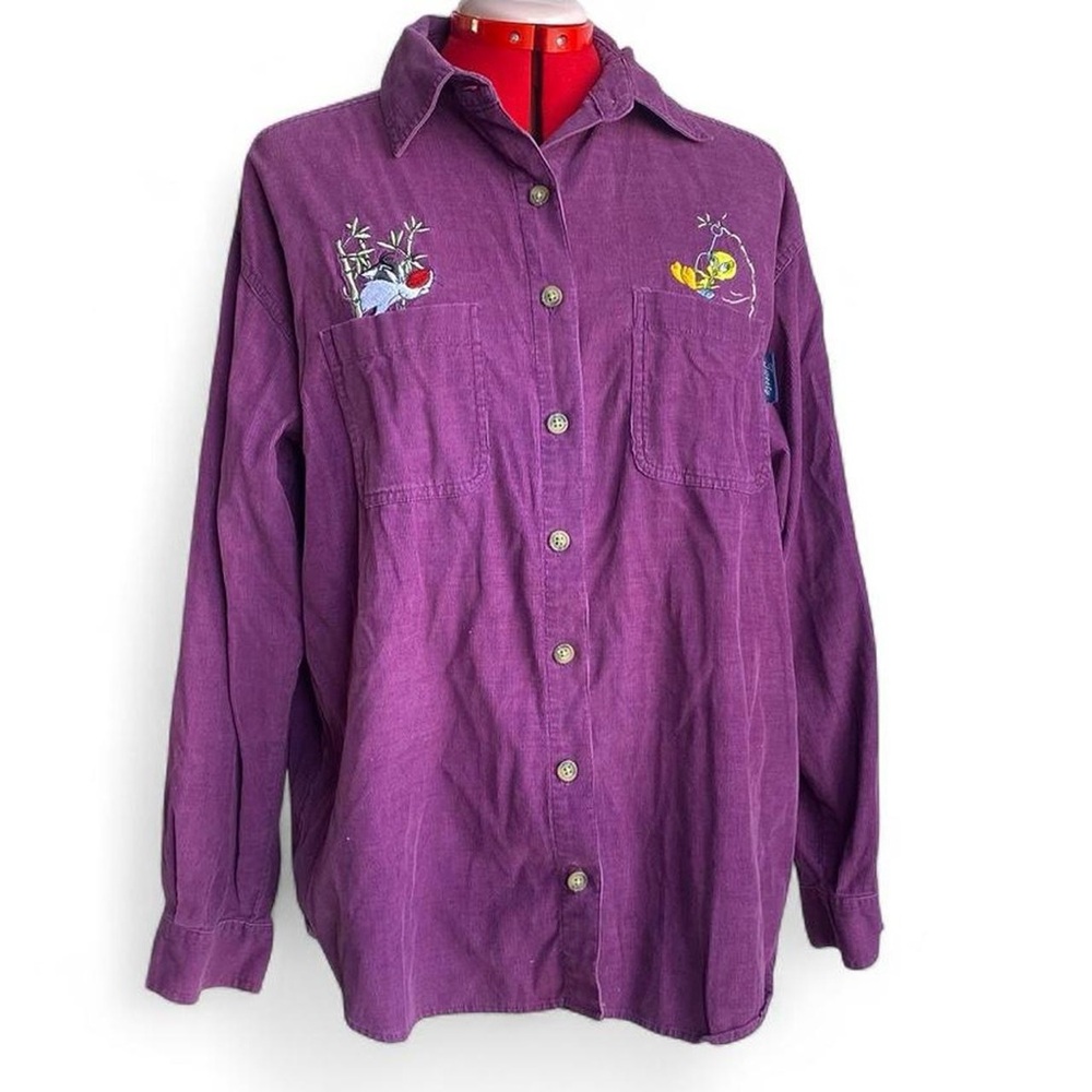 Warner Bros. Purple Corduroy Sweatshirt with Looney Tunes Patch